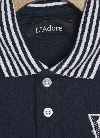 Boys Black Solid Polo Cotton T-shirt