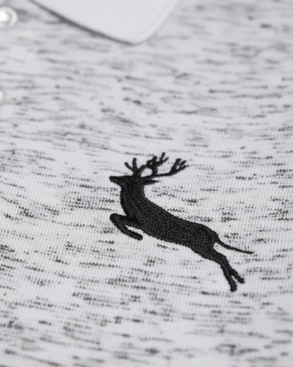 White Self Design Polo Cotton T-shirt