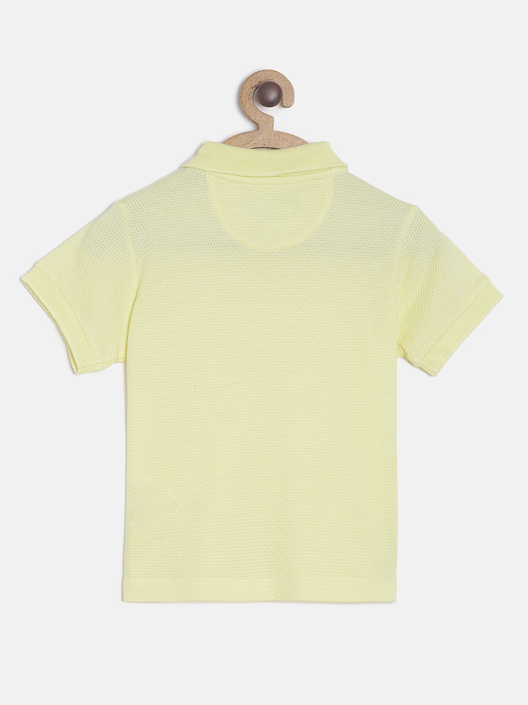 Blue Solid Self Fabric Polo Cotton T-shirt Ladore