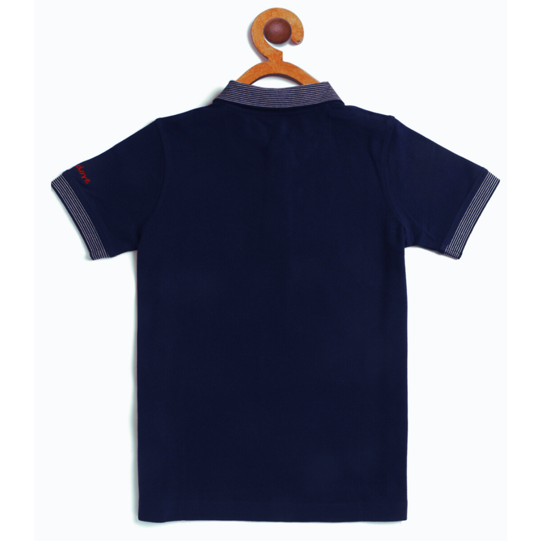 Kids Blue Polo Half Sleeves Cotton T-shirt