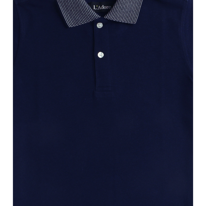 Kids Blue Polo Half Sleeves Cotton T-shirt