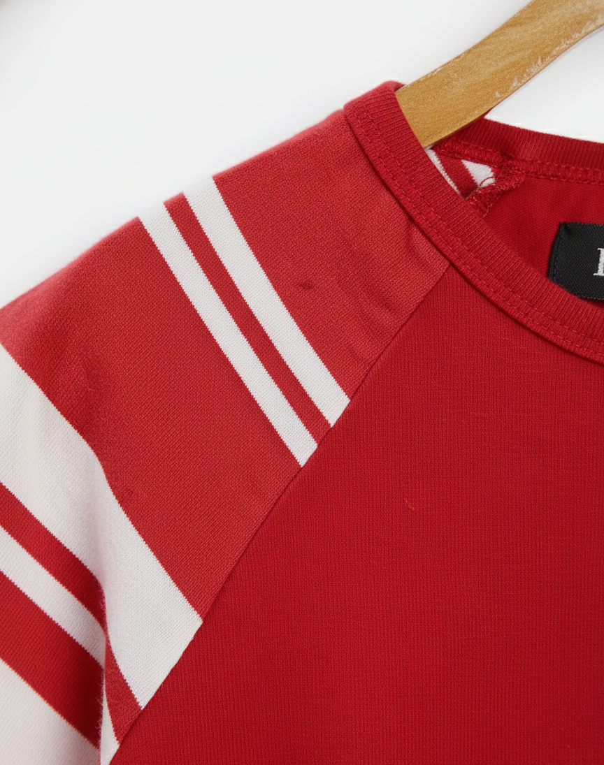 Red Colourblock Round Neck Cotton T-shirt