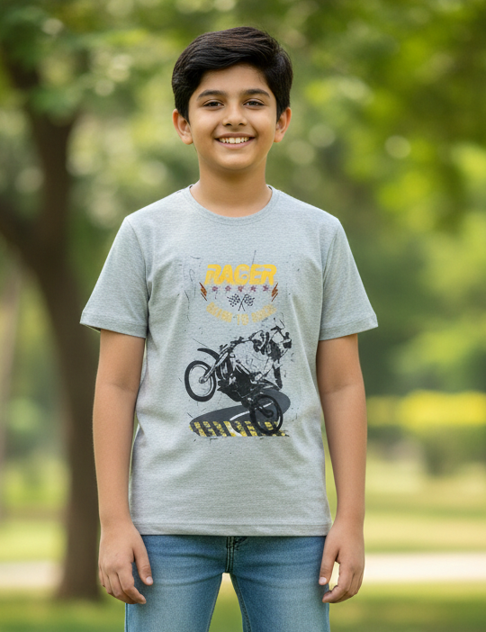 Grey Racer Printed Organic Cotton T-shirt