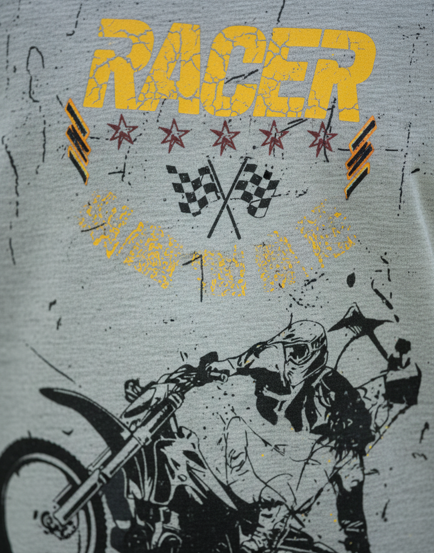 Grey Racer Printed Organic Cotton T-shirt