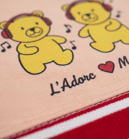 Peach Music Printed Round Neck Cotton T-shirt