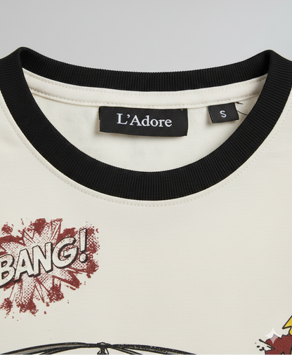 Kids White Helicopter Printed Round Neck Cotton T-shirt