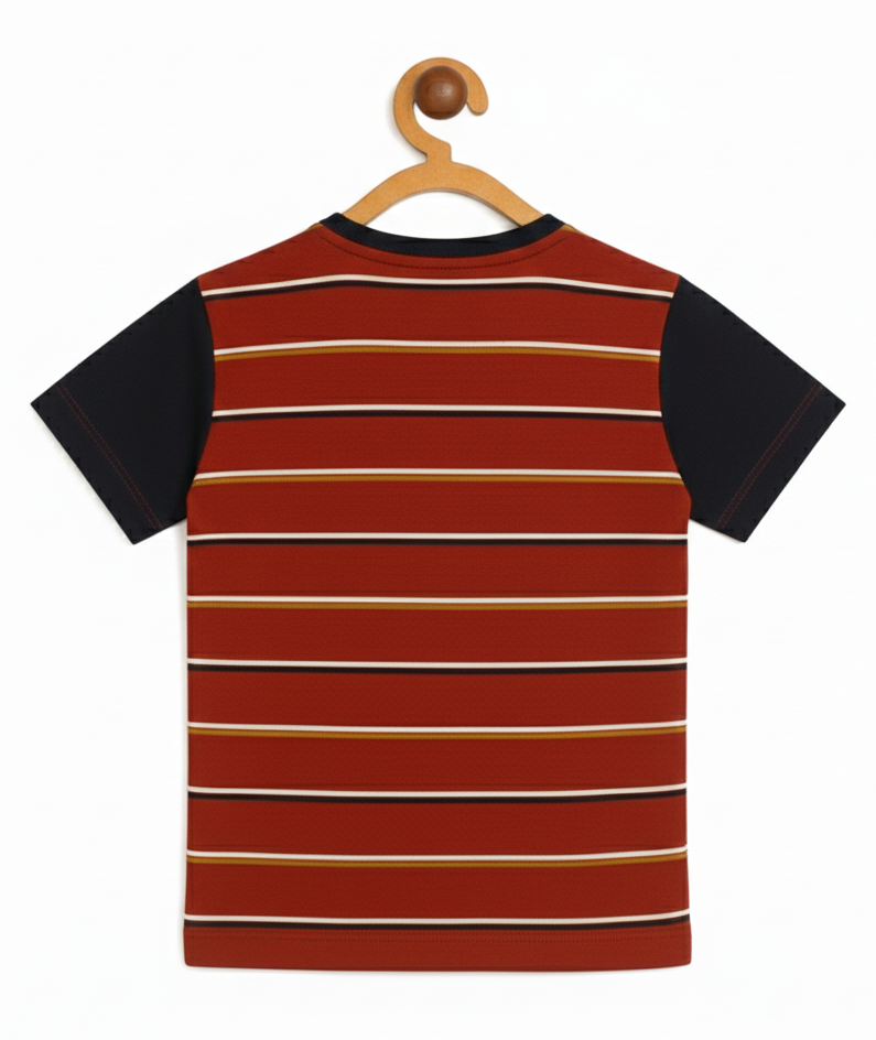 Red Striped Mercerised Cotton T-shirt