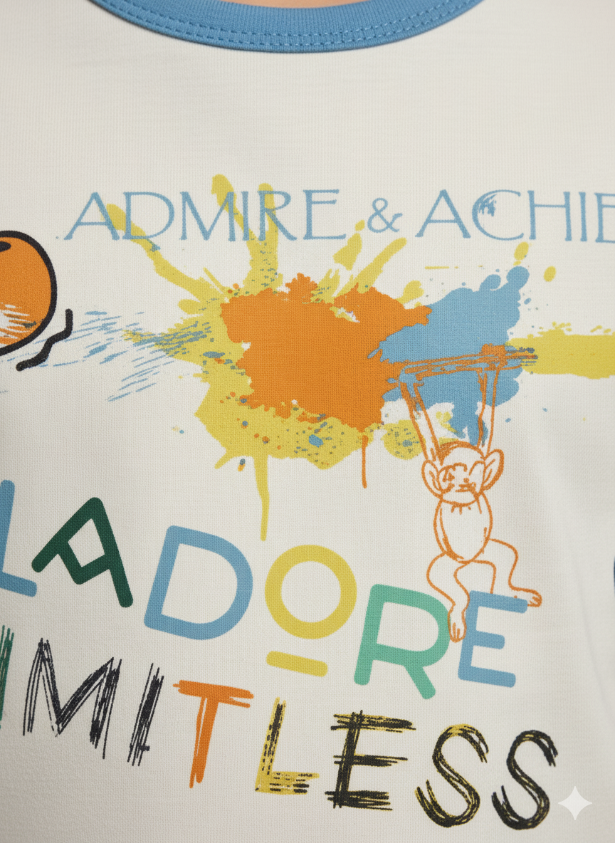 Kids White Balloon Printed Round Neck T-shirt