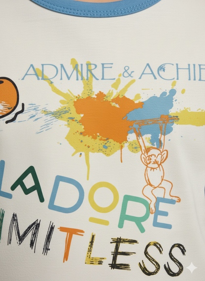 Kids White Balloon Printed Round Neck T-shirt