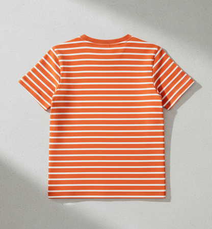 Kids 100% Pure Cotton Orange Stripes T-Shirt
