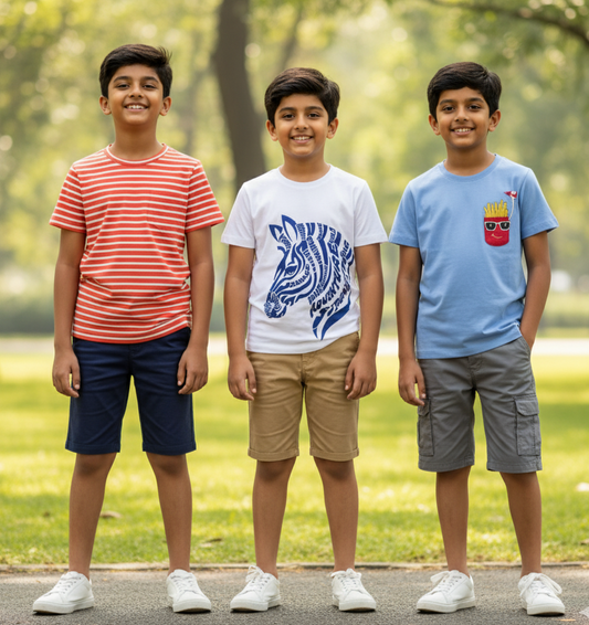 Kids Pure Cotton T-Shirt Combo Set (3 Pieces)