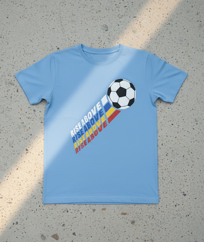 Kids 100% Pure Cotton Footbal Printed Blue T-Shirt