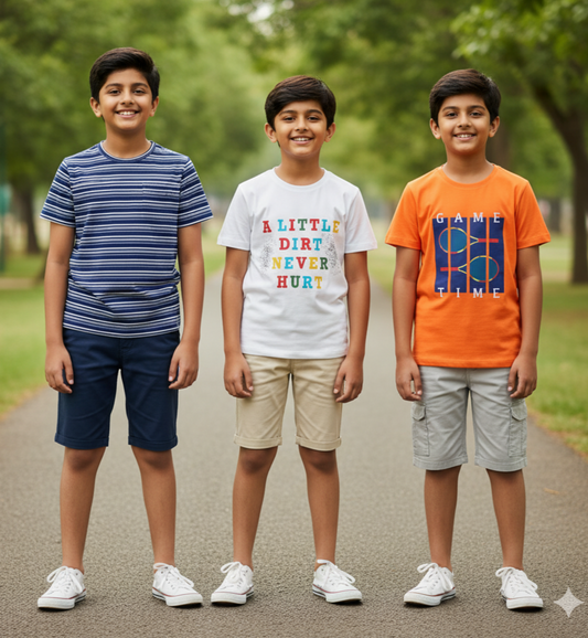 Kids Pure Cotton T-Shirt Combo Set (3 Pieces)