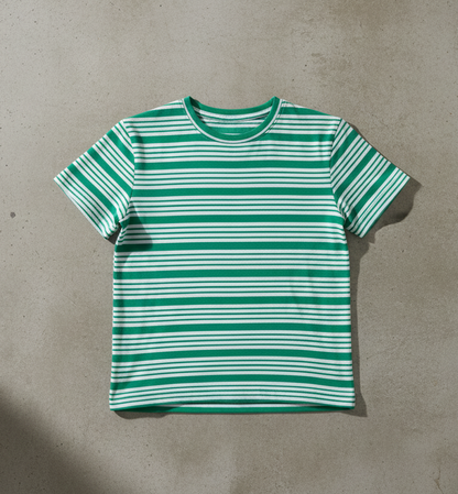 Kids 100% Pure Cotton Aqua Green Stripes T-Shirt