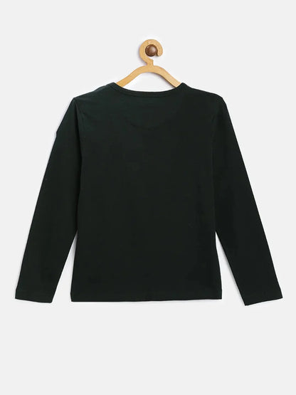 Olive Green Biker Printed Round Neck Cotton T-shirt - Ladore