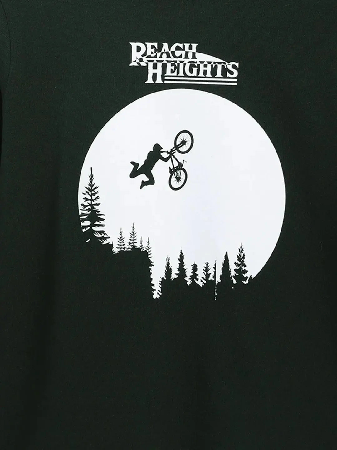 Olive Green Biker Printed Round Neck Cotton T-shirt - Ladore
