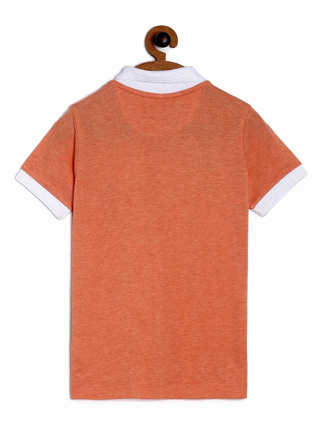 Orange Solid Polo Cotton T-shirt With Embroidery - Ladore