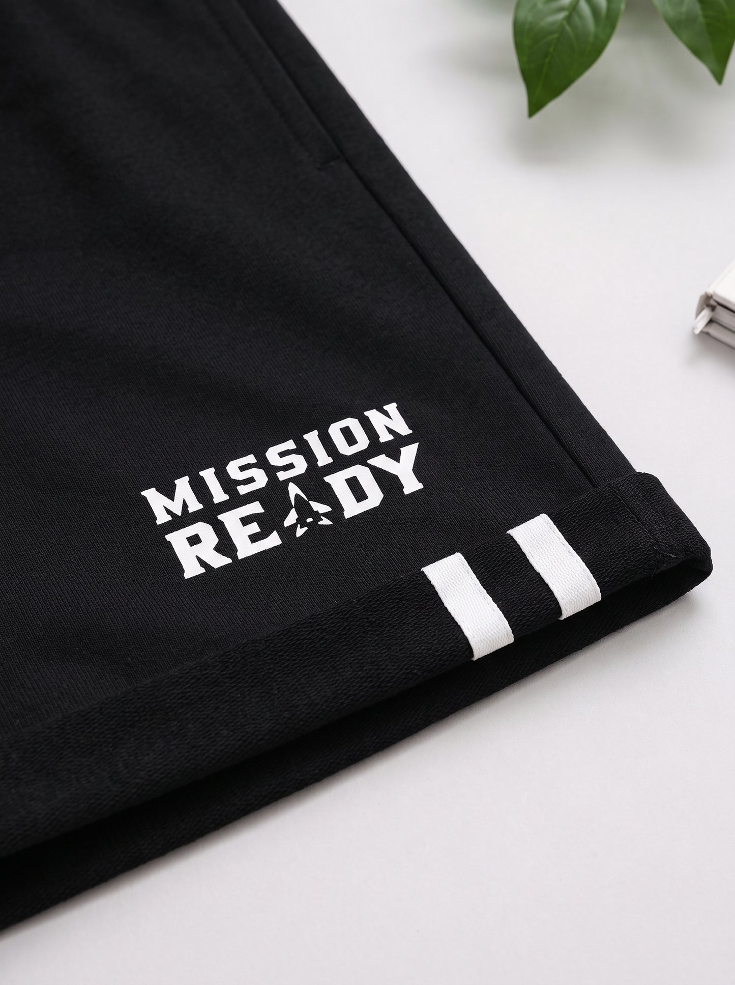 Boys Mission Ready 100% Cotton Black Shorts