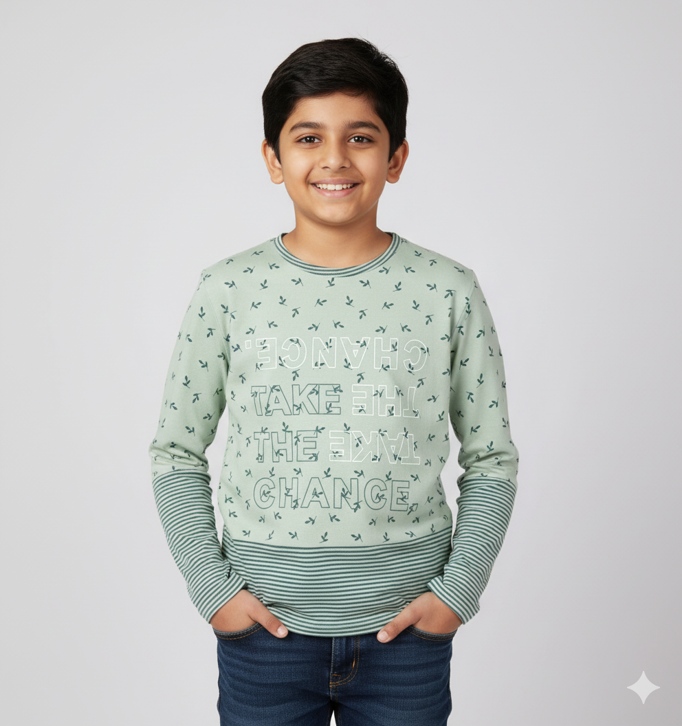 Green Pure Cotton Full Sleeves Tshirt