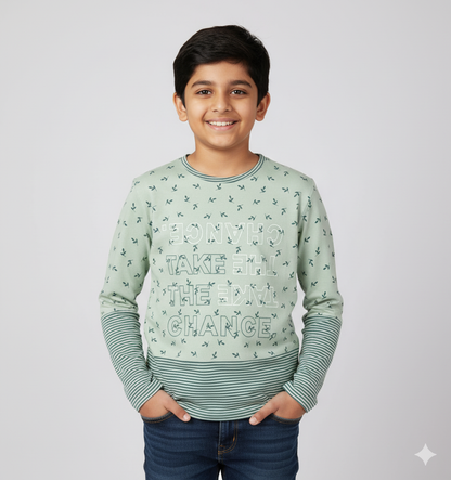 Green Pure Cotton Full Sleeves Tshirt