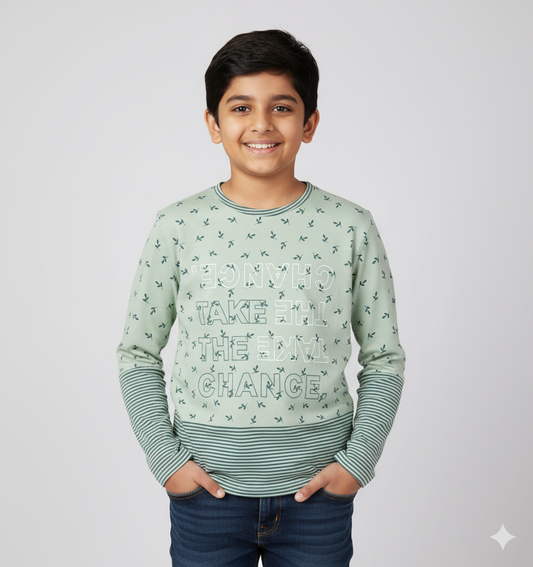 Green Pure Cotton Full Sleeves Tshirt