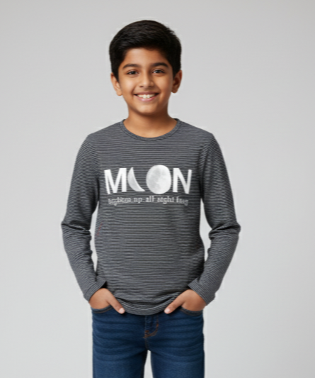 Blue Pure Cotton Full Sleeves Tshirt