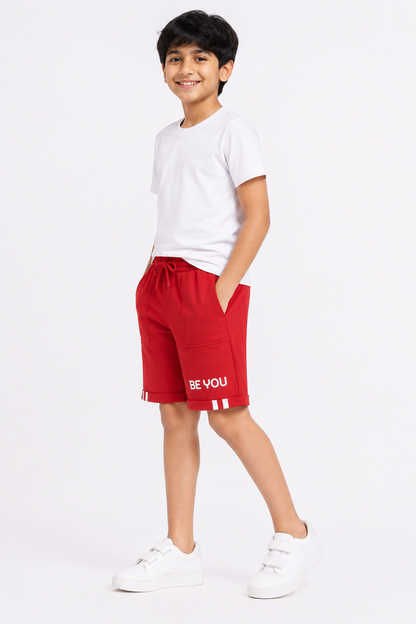 Boys Be You 100% Cotton Red Shorts