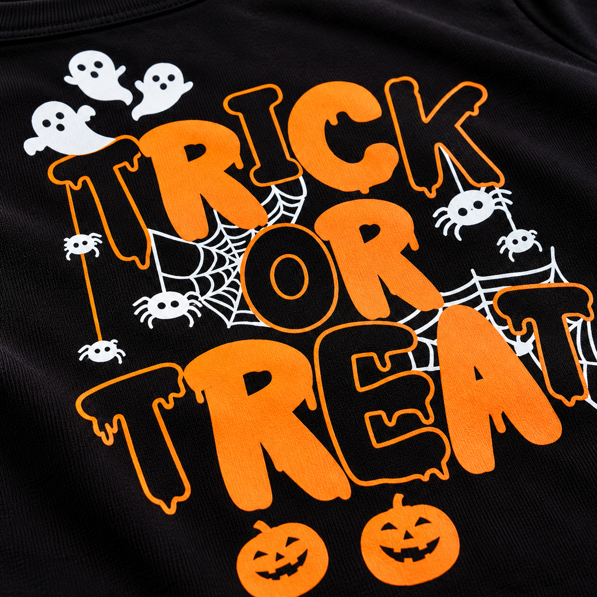 Ladore Kids Unisex Trick Or Treat Black Cotton Halloween T-Shirt