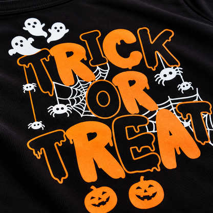Ladore Kids Unisex Trick Or Treat Black Cotton Halloween T-Shirt