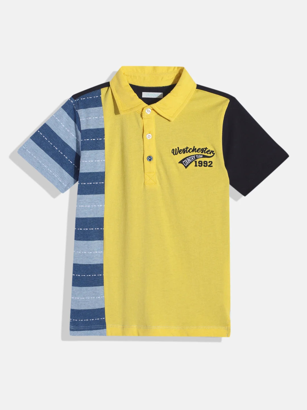 Yellow and Navy 100% Cotton Smart Polo Tshirt - Ladore