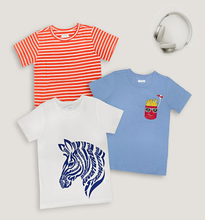 Kids Pure Cotton T-Shirt Combo Set (3 Pieces)