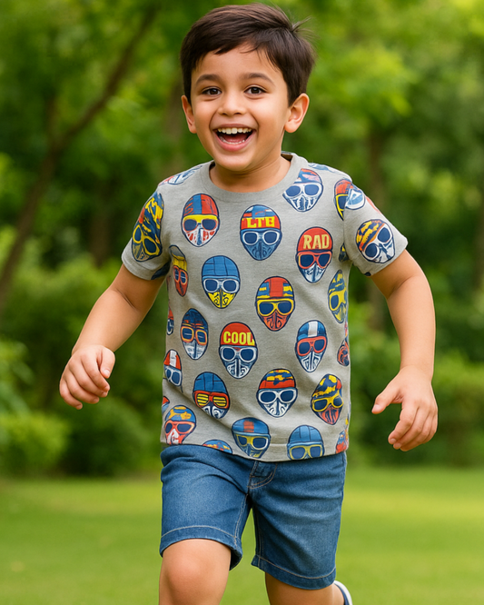 Grey Sports Pure Cotton Half Sleeves Tshirt