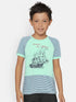 Aqua Sailboat Printed Round Neck Cotton T-shirt