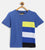 Blue Colourblock Round Neck Mercerised Cotton T-shirt LADORE