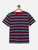 Blue Striped Round Neck Cotton T-shirt freeshipping - Ladore
