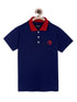 Boys Blue Solid Polo Mercerised Cotton T-shirt