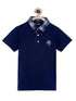 Boys Blue Solid Polo Mercerised Cotton T-shirt