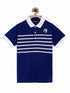 Boys Blue Striped Polo Mercerised Cotton T-shirt