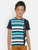 Boys Blue Striped Round Neck Cotton T-shirt freeshipping - Ladore