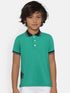 Boys Green Car Print Polo Cotton T-shirt