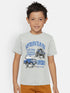 Boys Grey Heather Car Printed Round Neck Cotton T-shirt