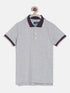 Boys Grey Printed Polo Cotton T-shirt