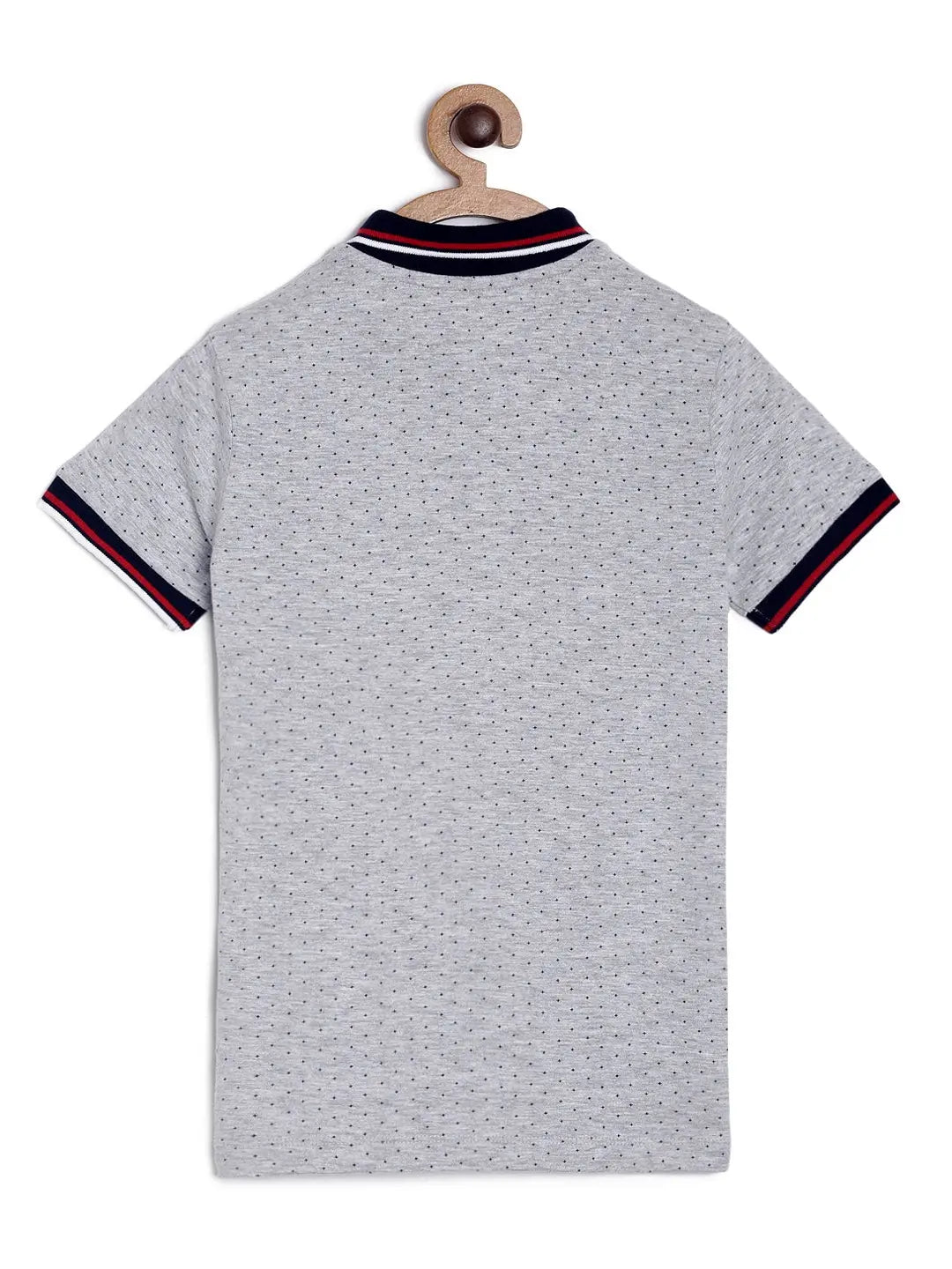 Boys Grey Printed Polo Cotton T-shirt freeshipping - Ladore