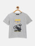 Boys Grey Racer Printed Round Neck Organic Cotton T-shirt