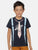 Boys Navy Blue Tie Printed Round Neck Cotton T-shirt freeshipping - Ladore