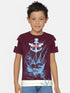 Boys Purple Sailboat Printed Round Neck Cotton T-shirt
