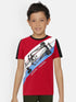 Boys Red Racing Car Print Half Sleeves Cotton T-shirt