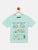 Boys Sea Green Car Printed Round Neck Cotton T-shirt freeshipping - Ladore