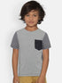 Grey Colourblock Round Neck Cotton T-shirt