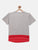 Grey Red Colourblock Round Neck Mercerised Cotton T-shirt freeshipping - Ladore